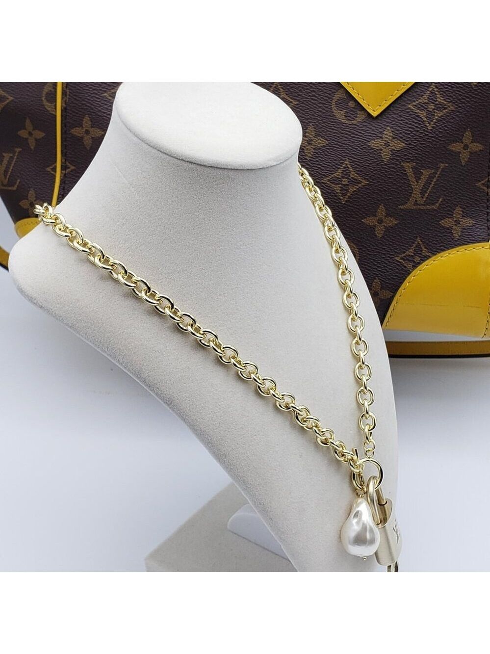 Authentic Louis Vuitton Gold Padlock w/unbranded 16k Gold Plated Stainless Steel - Picture 11 of 16